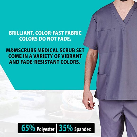 Men Scrub Set Medical Scrub Top and Pants M - Picture 4 of 6